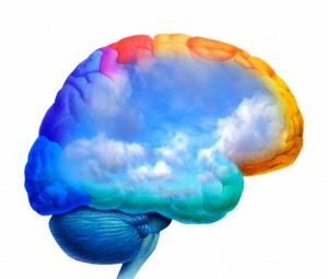 26 Sep 2007 --- Environmental consciousness. Artwork of rainclouds inside the human brain, representing awareness of environmental issues. --- Image by © Science Photo Library/Corbis